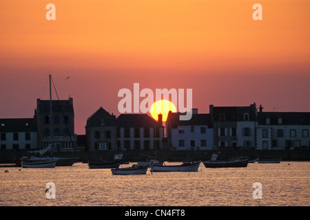 Frankreich, Finistere, Ile de Sein, Quai freien Franzosen, den hinteren Port Flut Stockfoto