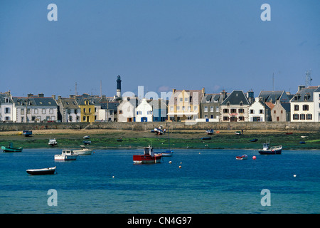 Frankreich, Finistere, Ile de Sein, den inneren Hafen wharf Free Französisch Stockfoto