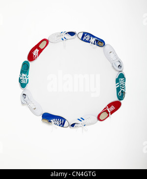 Trainer im Kreis angelegt Stockfoto