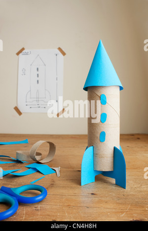 Des Kindes Modellrakete Stockfoto