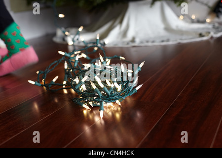 Weihnachtsbeleuchtung auf Etage Stockfoto