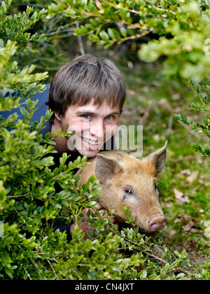 Frankreich, Larzac, Aveyron, feature: Epic Schweinefleisch, Nicolas Brahic Stockfoto