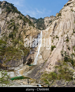 Nordkorea, Gangwon-Provinz, Kumgangsan Tourismusregion, Kuryong (Nine Dragons) Wasserfall Stockfoto