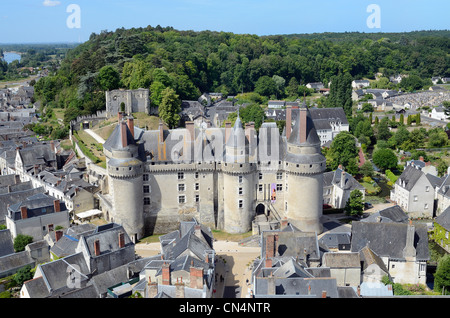 Frankreich, Indre et Loire, Loire-Tal Weltkulturerbe von UNESCO, wickelten, Chateau de wickelten (Luftbild) Stockfoto