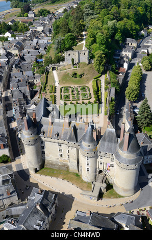 Frankreich, Indre et Loire, Loire-Tal Weltkulturerbe von UNESCO, wickelten, Chateau de wickelten (Luftbild) Stockfoto