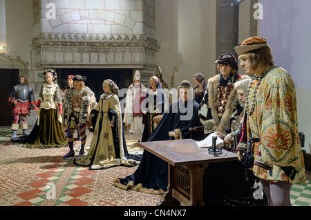 Frankreich, Indre et Loire, Loire-Tal als Weltkulturerbe der UNESCO, wickelten, Chateau de wickelten, die Ehe Raum aufgeführt Stockfoto