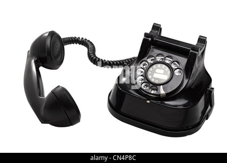 ein altes Telefon mit Wählscheibe (Clipping-Pfad) Stockfoto