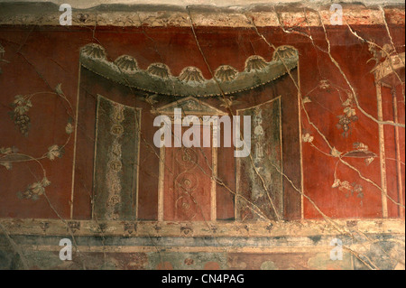 Italien, Kampanien, Ercolano (Hercolanum), zerstört durch den Ausbruch des Vesuvs, aufgeführt als Weltkulturerbe der UNESCO, Casa del Stockfoto