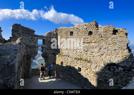 Frankreich, Aude, Katharer Burg Queribus Stockfoto