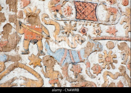 Peru, Provinz La Libertad, Nordküste, Huaca De La Luna, Moche Zivilisation IV-achten Jahrhundert Pyramide Hosting-Polychrom Stockfoto