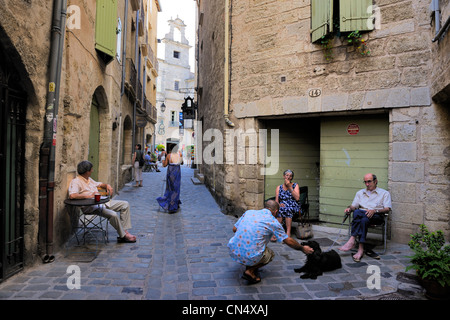 Frankreich, Herault, Pezenas, Altstadt, Triperie Vieille Straße zur Place Gambetta Stockfoto