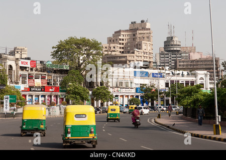 Beschäftigt Straßenszene in Dehli, Indien Stockfoto