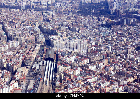 Blick vom Flugzeug von Valencia Spanien Europa. Stockfoto