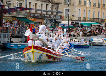 Frankreich, Herault, Sete, canal Royal (Royal Canal), Fête De La Saint Louis (St. Louis fest), Meer Ritterturniere Stockfoto