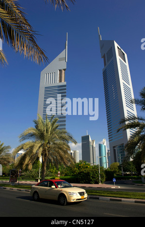 Vereinigte Arabische Emirate, Dubai, das Finanzzentrum mit Emirates tower Stockfoto