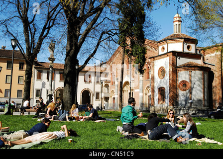 Italien, Lombardei, Mailand, Sant' Eustorgio Basilika Sant' Eustorgio Quadrat Stockfoto