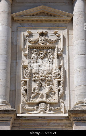 Frankreich, Gard, zahlt d'Uzege, Uzes, Herzogss Burg genannt Duche d'Uzes, Detail der Fassade Stockfoto