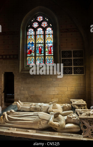 Frankreich, Morbihan, stoppen auf dem Weg von St. James, Josselin, mittelalterlichen Dorf, Basilika Notre Dame du Roncier, Olivier de Clisson Stockfoto