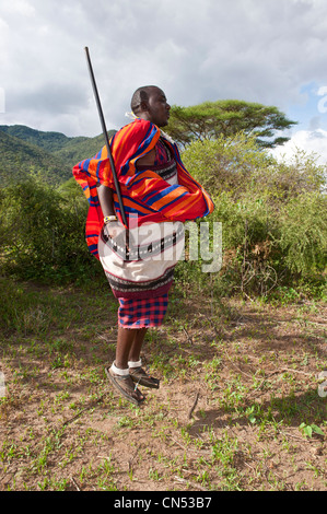 Tansania, Arusha-Region, Massai-Land, Longido Vulkan, der Maasai Guide Salonga Stockfoto