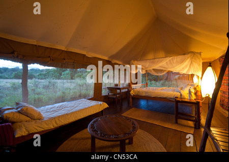 Tansania, Arusha-Region, Maasai Land, Ndarakwai Reserve an der Unterseite des Kilimanjaro, das Hotel Ndarakwai Camp ist ein Stockfoto