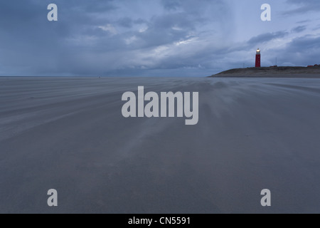 Niederlande, Nordholland, Texel, Strand und Leuchtturm Eierland bei De Cocksdorp Stockfoto