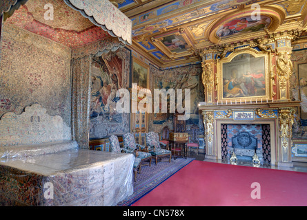 Frankreich, Loir et Cher, Loire-Schlösser, Chateau de Cheverny, Schlafgemach des Königs Stockfoto