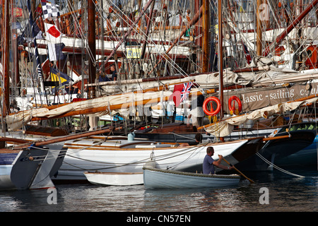 Frankreich, Finistere, Douarnenez, traditionelle Boote im Hafen von Rosmeur während der maritimen festivals Stockfoto