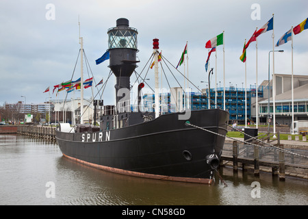 Das verschmähen Feuerschiff vertäut am Rumpf Marina, Humberside, East Yorkshire, UK Stockfoto