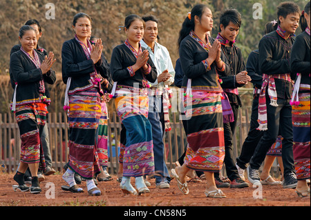 Laos, Sainyabuli Provinz, Hongsa, Frauen in traditioneller Tracht im Rahmen einer Zeremonie Stockfoto