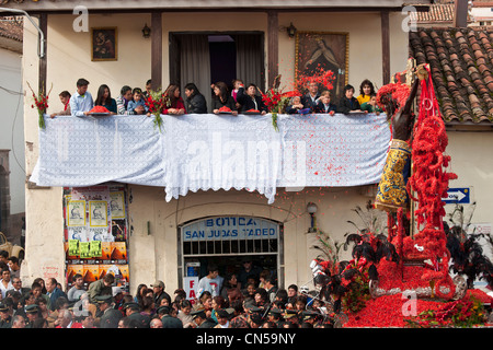 Peru, Cuzco Provinz, Cuzco, Weltkulturerbe von UNESCO, Ostern, Ostermontag, eine Prozession von Christus auf Erdbeben, Stockfoto