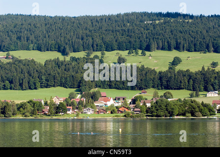 Schweiz, Kanton Waadt, Le Sentier, Schwimmen im Lac de Joux Stockfoto