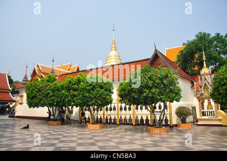 Terrasse am Wat Phrathat Doi Suthep buddhistischen Tempel Doi Suthep, Chiang Mai, Provinz Chiang Mai, Thailand Stockfoto