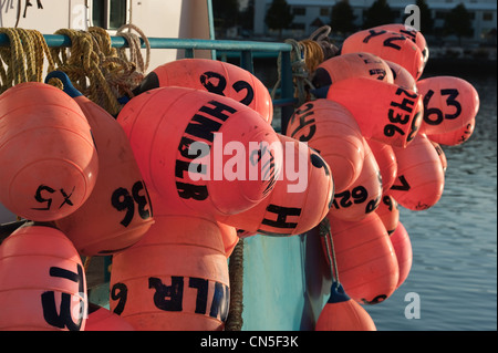 Bunte schwimmt auf Sac Roe Heringsfischerei Ausschreibung in Sitka, Alaska. Stockfoto