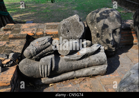 Thailand, Ayutthaya Geschichtspark, Weltkulturerbe von UNESCO, Wat Rachaburana Tempel, statue Stockfoto