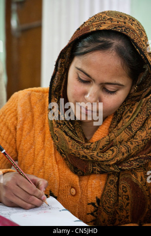 Dehradun, Indien. Indische muslimische Frau mit Nasenring. Stockfoto