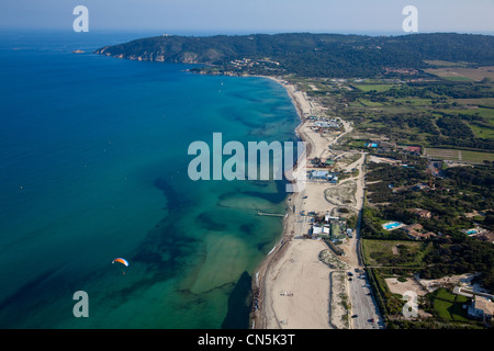 Frankreich, Var, Presqu'ile de St Tropez, Ramatuelle, Pampelonne Strände (Luftbild) Stockfoto