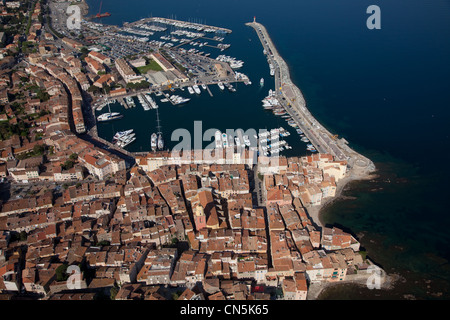 Frankreich, Var, St. Tropez und seinen Hafen (Luftbild) Stockfoto