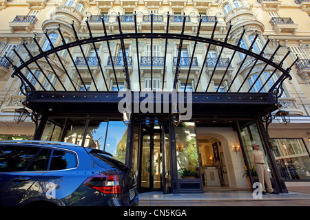 Fürstentum Monaco, Monaco, Monte Carlo, Société des Bains de Mer de Monaco, Hotel Hermitage, quadratisch Beaumarchais Eintrag, Stockfoto