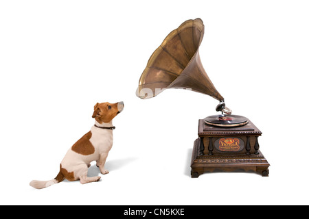 Vintage Grammophon mit Hund, Victor Stockfoto