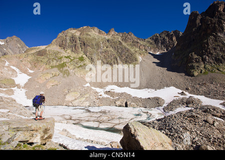 Frankreich, Haute Savoie Chamonix Mont Blanc, Lac De La Tete Platte in die Reserve Naturelle Nationale des Aiguilles Rouges Stockfoto