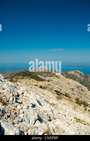 Blick vom Mount von Saint Elias in Richtung Insel Hvar, Halbinsel Peljesac, Kroatien Stockfoto