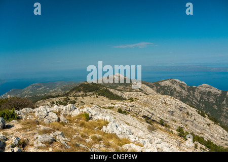 Blick vom Mount von Saint Elias in Richtung Insel Hvar, Halbinsel Peljesac, Kroatien Stockfoto