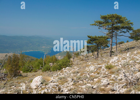 Blick vom Mount von Saint Elias in Richtung Nort West Halbinsel Peljesac, Kroatien Stockfoto