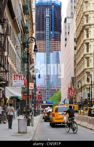 Vereinigte Staaten, New York City, Manhattan, Bau des One World Trade Center (Freedom Tower) Stockfoto