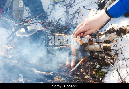 Norwegen, Lappland, Finnmark County, Karasjok, die großen jährlichen Reinder migrationbbcue Stockfoto