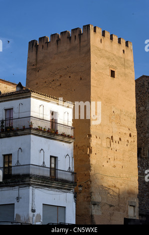 Spanien, Extremadura, Caceres, Altstadt Weltkulturerbe der UNESCO, Hierba Turm Stockfoto