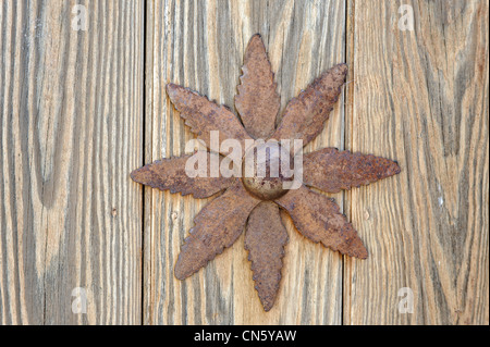 Spanien, Extremadura, Trujillo, metallische Rosace an einer Tür Stockfoto