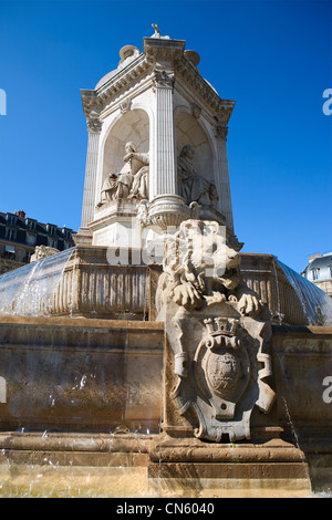 Frankreich, Paris, St-Sulpice Brunnen auf St Sulpice Quadrat Stockfoto