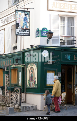 Frankreich, Paris, Butte Montmartre, Fassade des Restaurant La Bonne Franquette ulica Saules Stockfoto