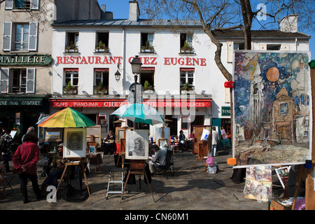Frankreich, Paris, Butte Montmartre, Tertre Platz Stockfoto